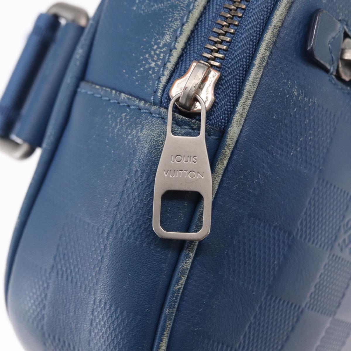 LOUIS VUITTON Damier Infini Ambreil Bag Leather Blue N41354 LV Auth yk19931
