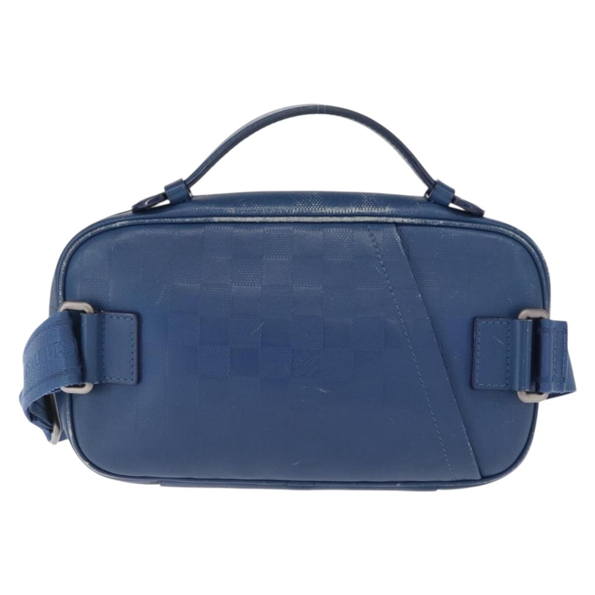 LOUIS VUITTON Damier Infini Ambreil Bag Leather Blue N41354 LV Auth yk19931