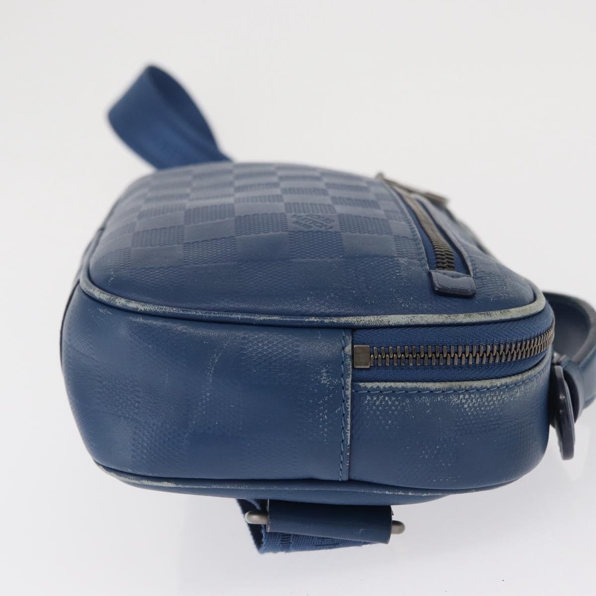 LOUIS VUITTON Damier Infini Ambreil Bag Leather Blue N41354 LV Auth yk19931