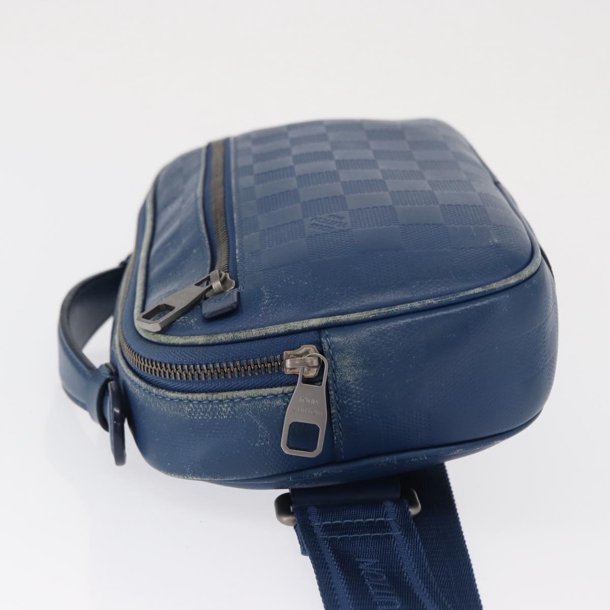 LOUIS VUITTON Damier Infini Ambreil Bag Leather Blue N41354 LV Auth yk19931