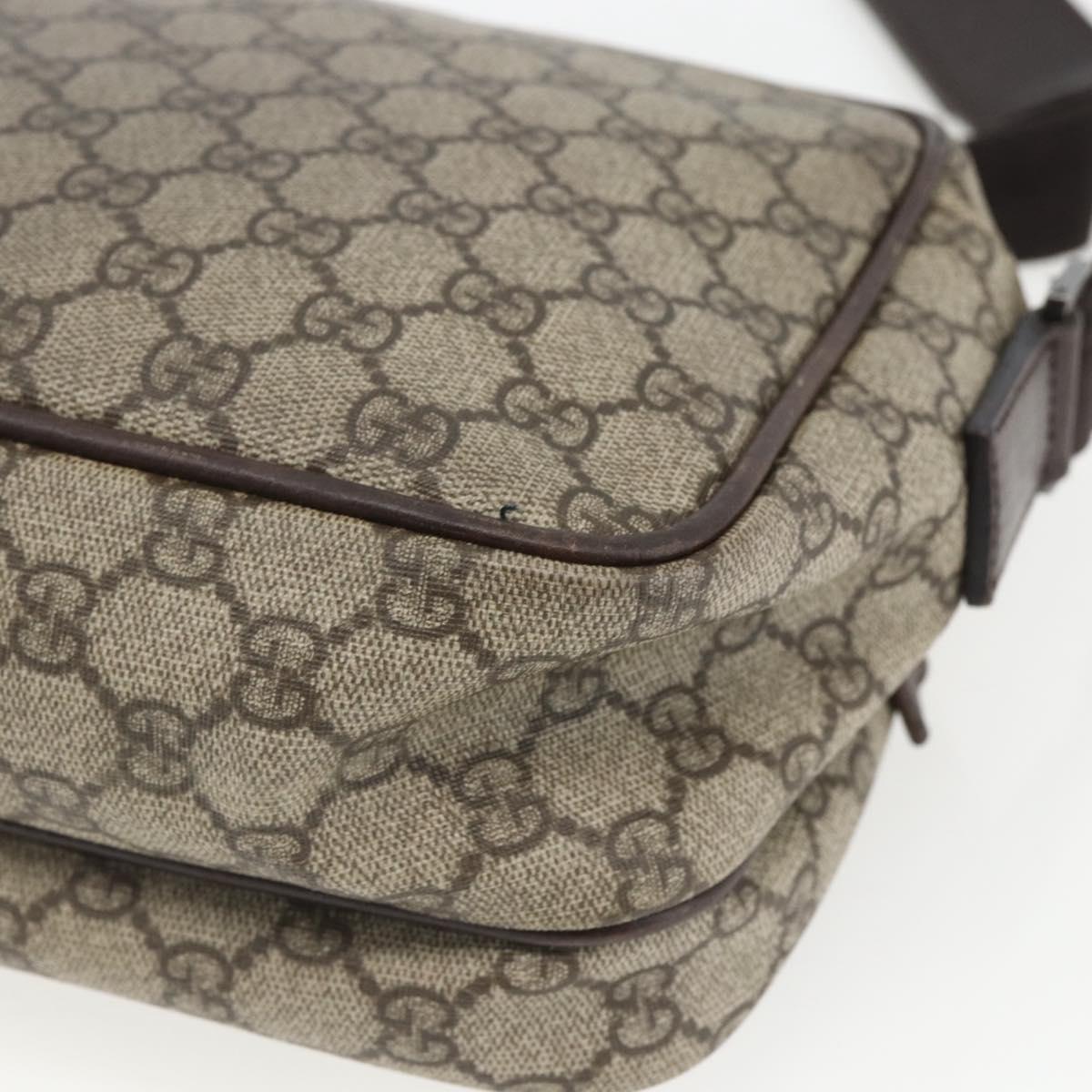 GUCCI GG Supreme Shoulder Bag PVC Leather Beige Silver 114531 Auth yk19932