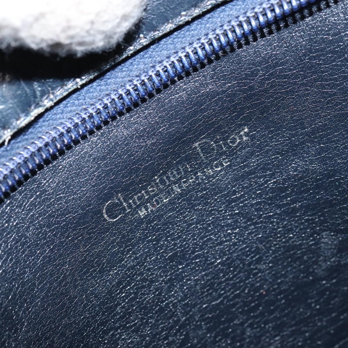Christian Dior Trotter Canvas Shoulder Bag Navy Gold Auth yk19936