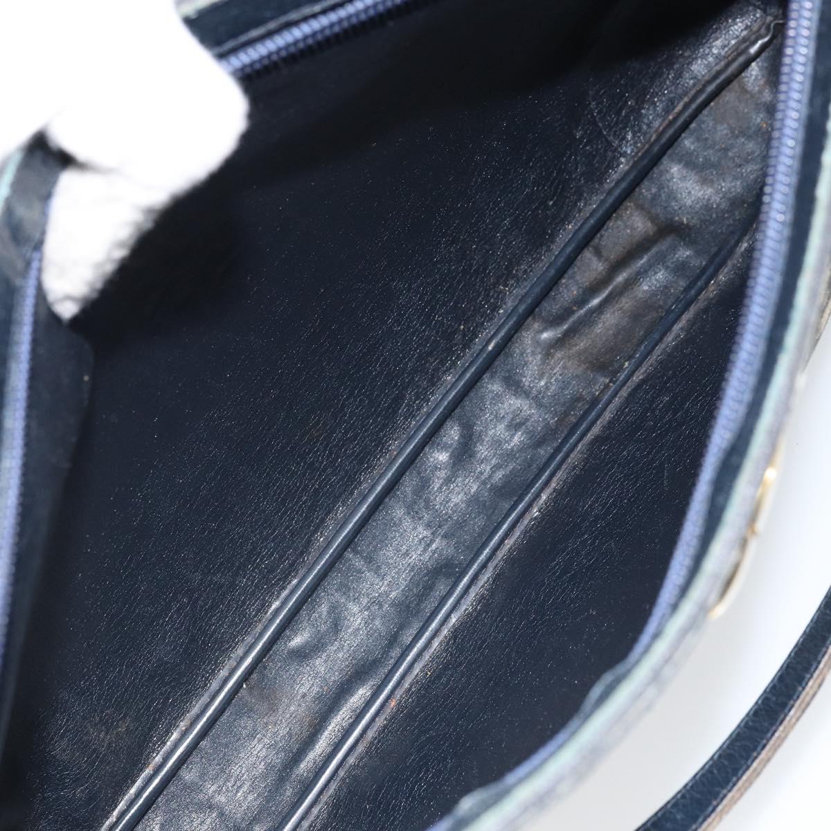 Christian Dior Trotter Canvas Shoulder Bag Navy Gold Auth yk19936