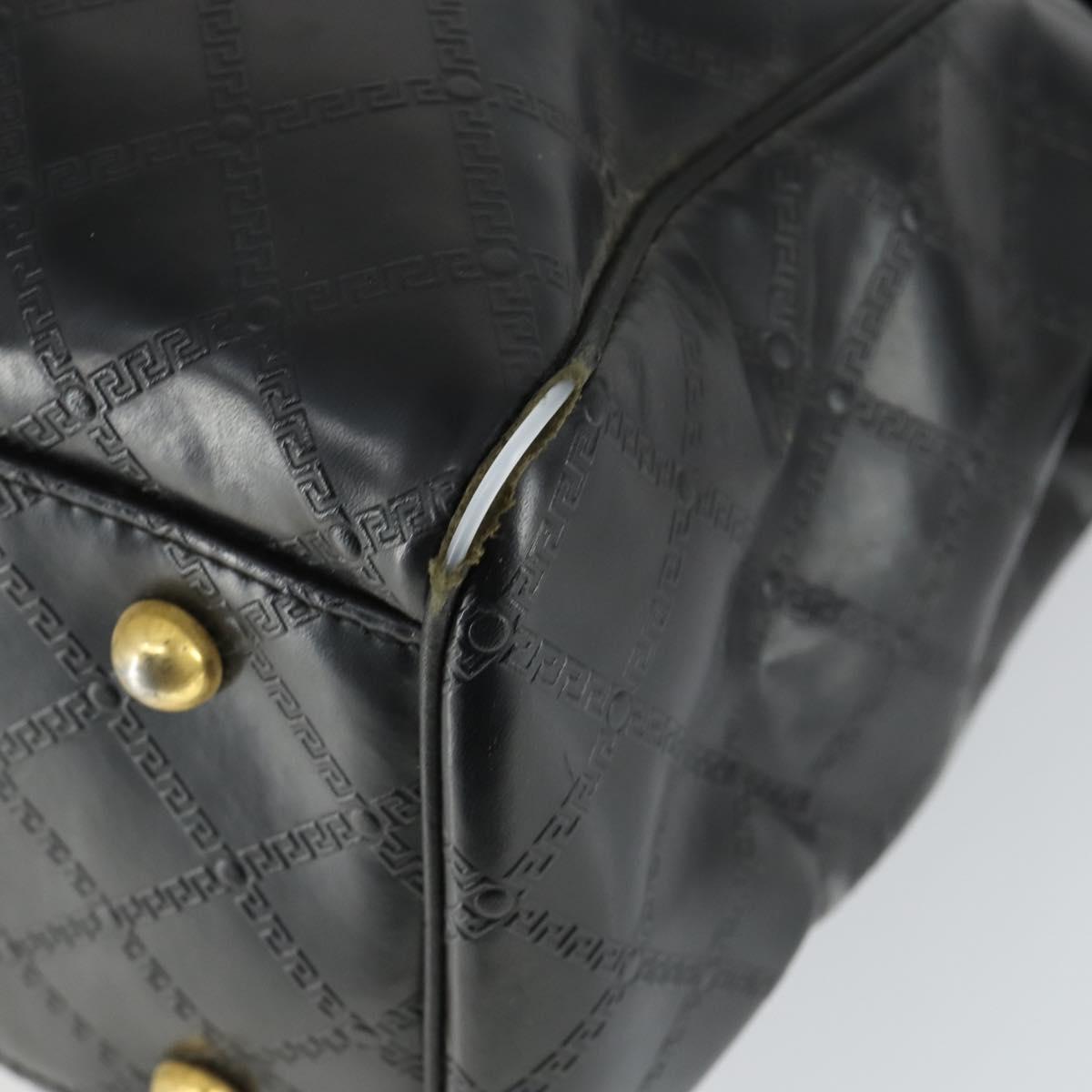 Gianni Versace Hand Bag Leather PVC Black gold Auth yk19945