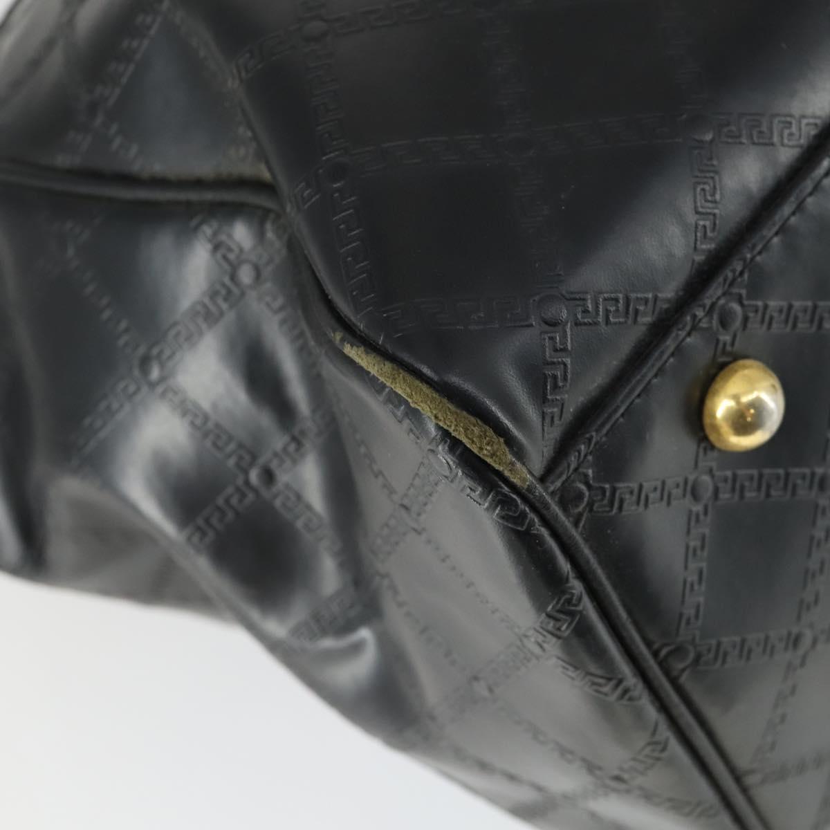 Gianni Versace Hand Bag Leather PVC Black gold Auth yk19945