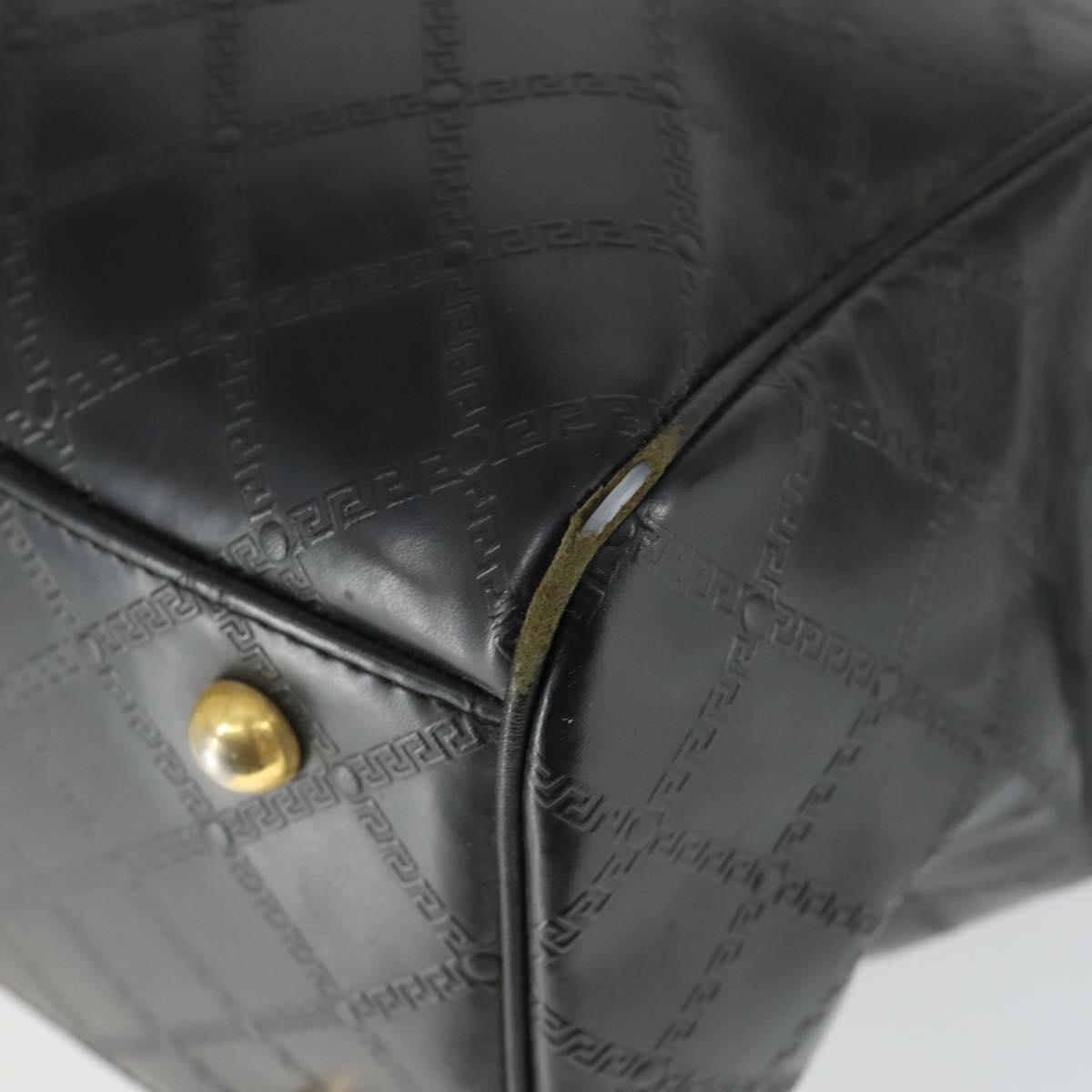 Gianni Versace Hand Bag Leather PVC Black gold Auth yk19945