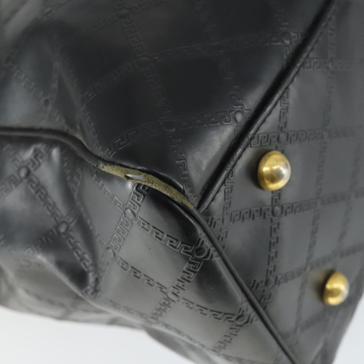 Gianni Versace Hand Bag Leather PVC Black gold Auth yk19945