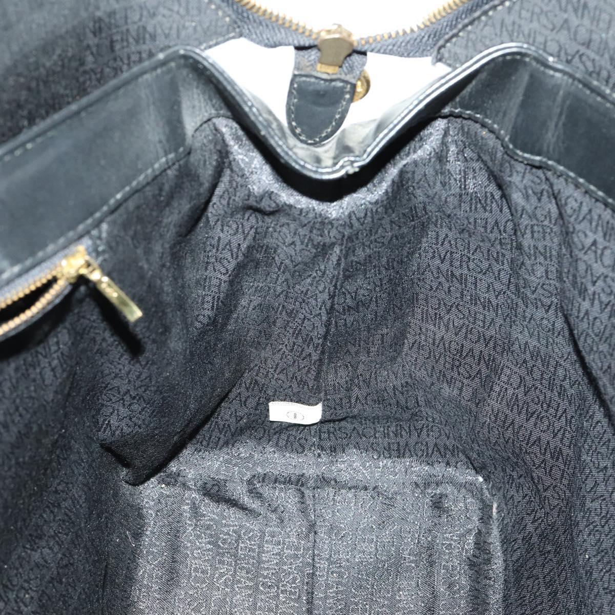 Gianni Versace Hand Bag Leather PVC Black gold Auth yk19945