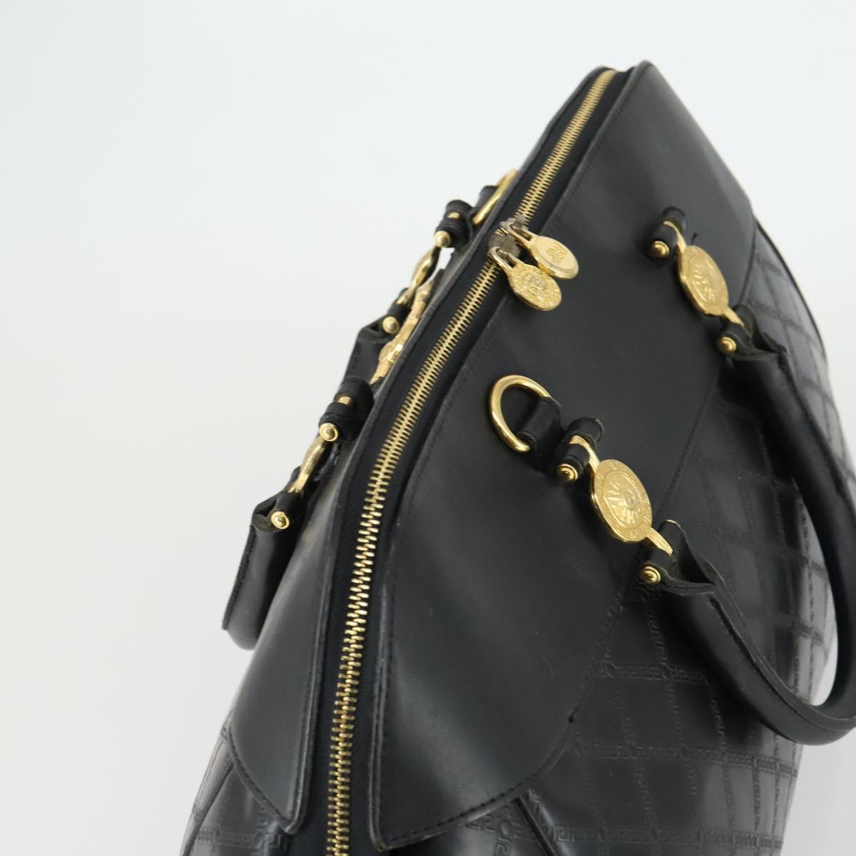 Gianni Versace Hand Bag Leather PVC Black gold Auth yk19945