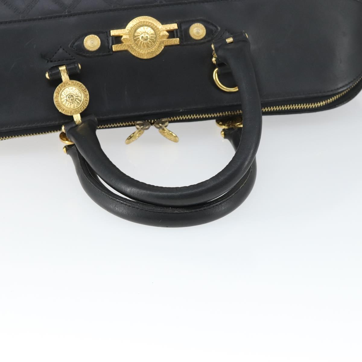 Gianni Versace Hand Bag Leather PVC Black gold Auth yk19945