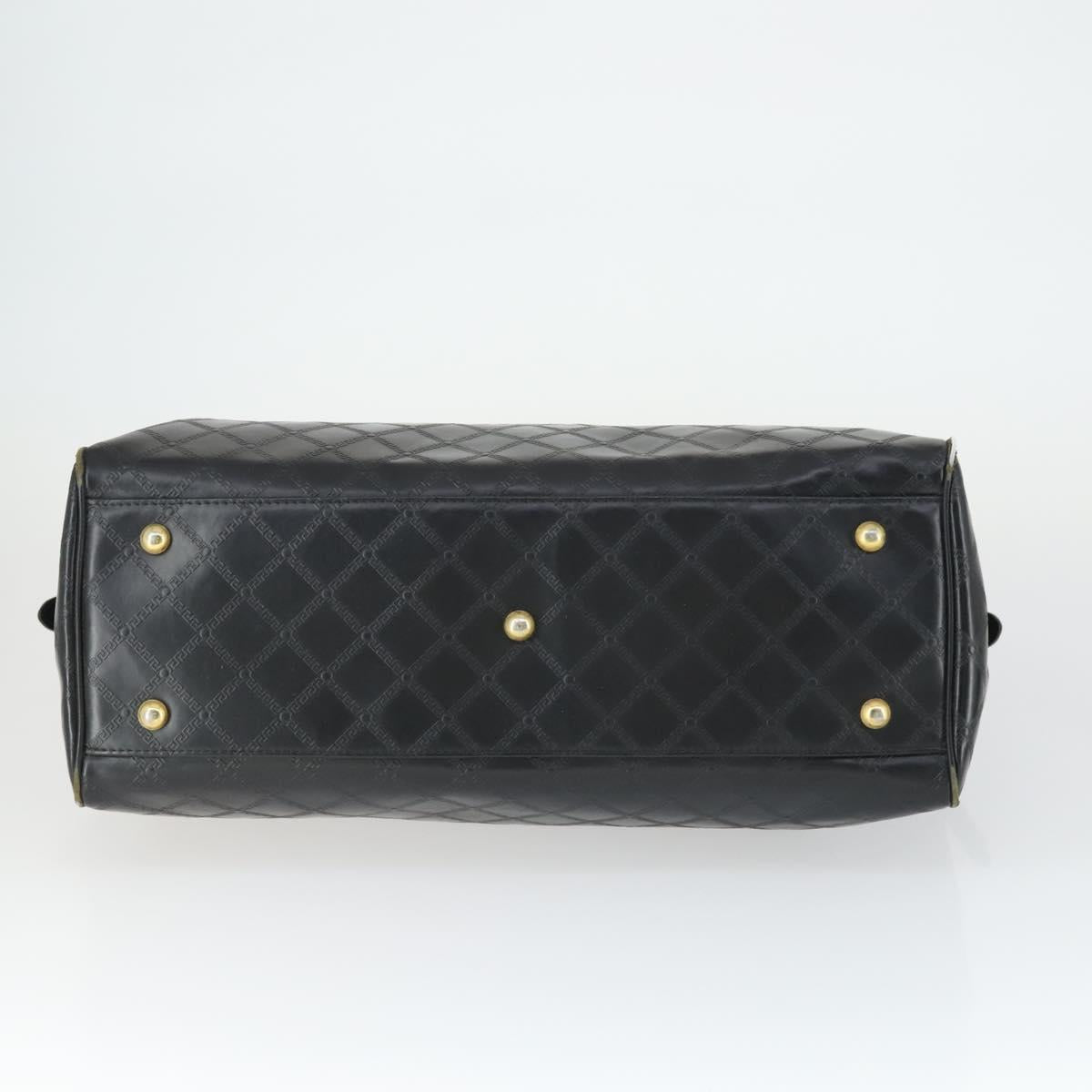 Gianni Versace Hand Bag Leather PVC Black gold Auth yk19945