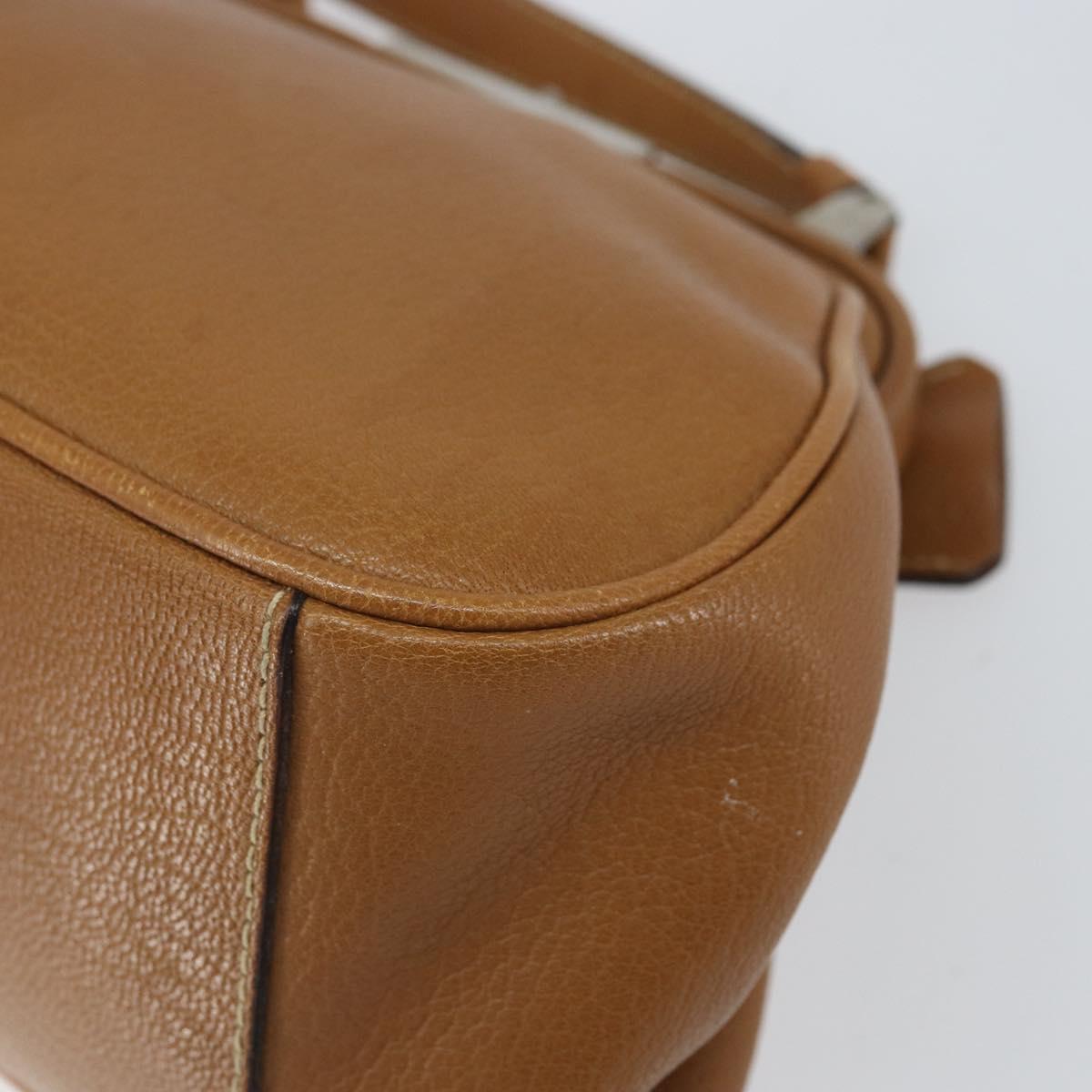 PRADA Hand Bag Leather Brown Silver Auth yk19954