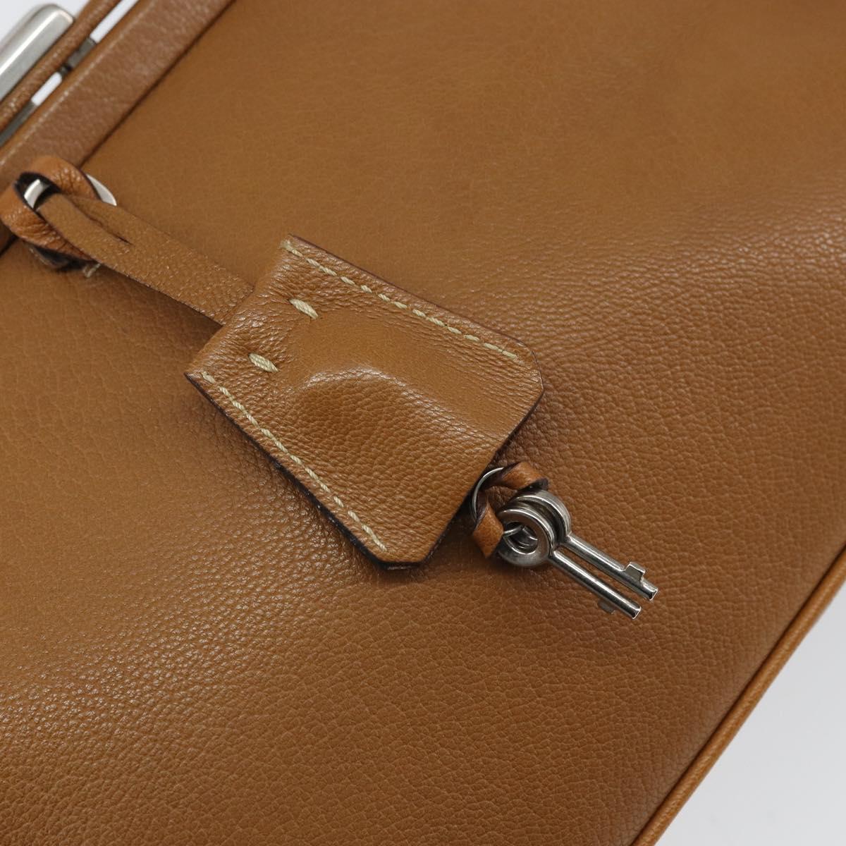 PRADA Hand Bag Leather Brown Silver Auth yk19954