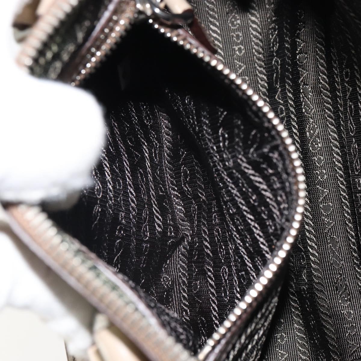 PRADA Hand Bag Patent leather Beige Silver Auth yk19956