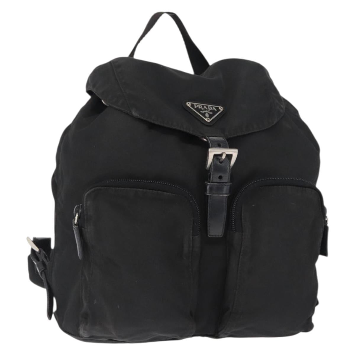 PRADA Backpack Nylon Black Silver Auth yk19964