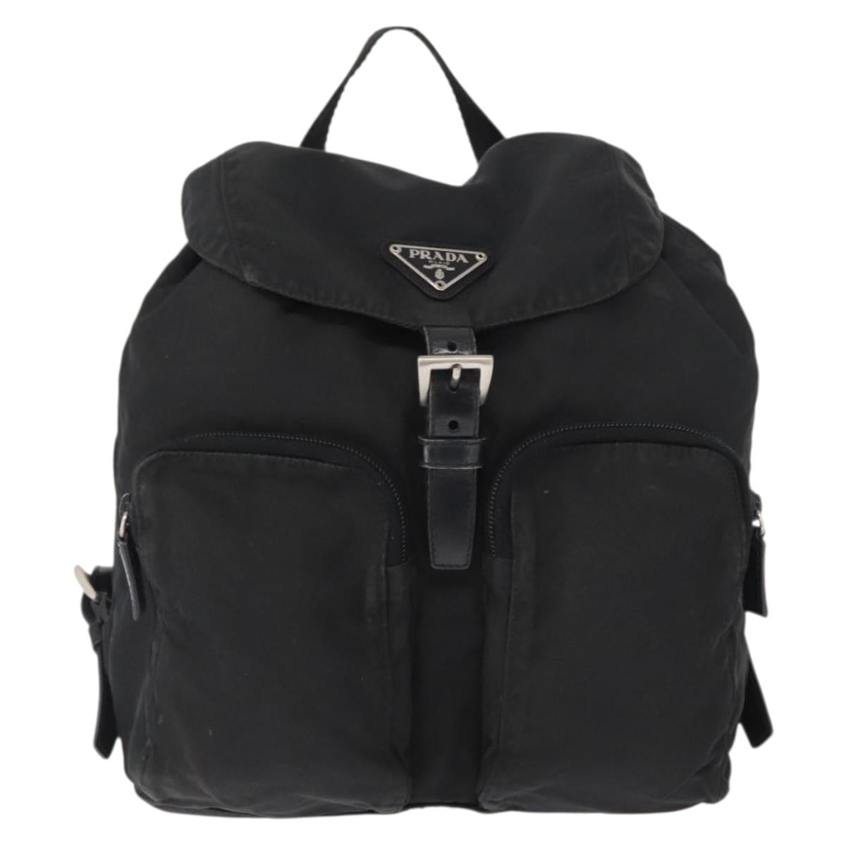 PRADA Backpack Nylon Black Silver Auth yk19964