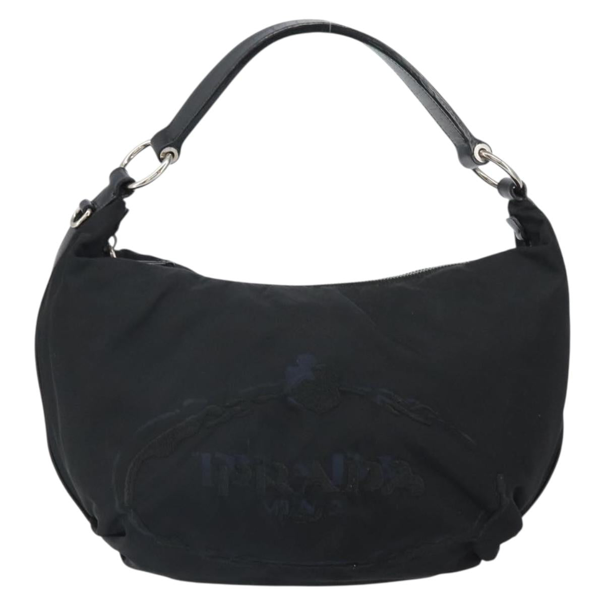 PRADA Shoulder Bag Nylon Black Silver Auth yk19971