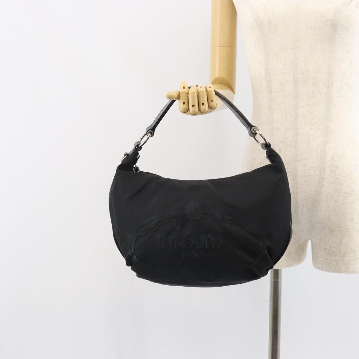 PRADA Shoulder Bag Nylon Black Silver Auth yk19971