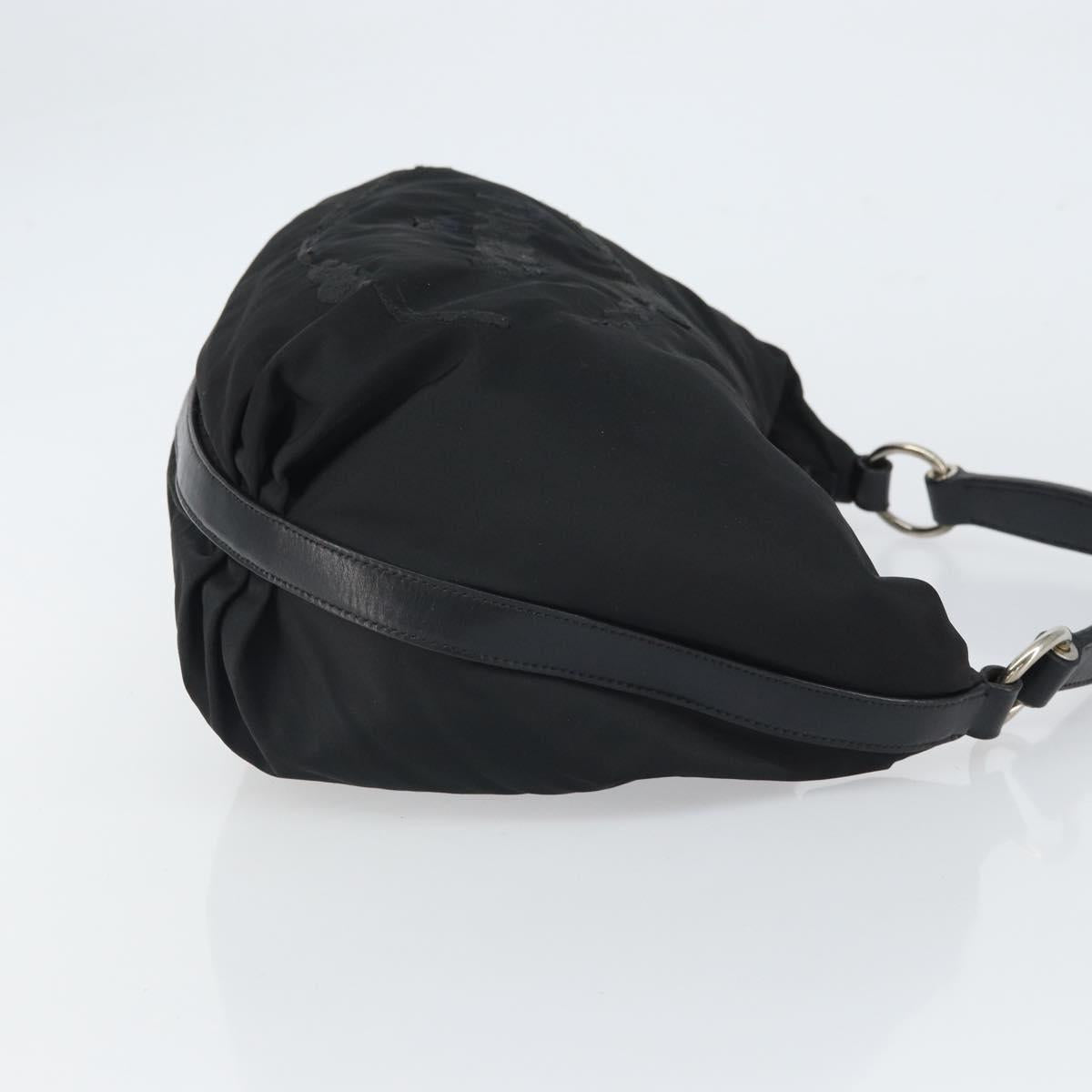 PRADA Shoulder Bag Nylon Black Silver Auth yk19971