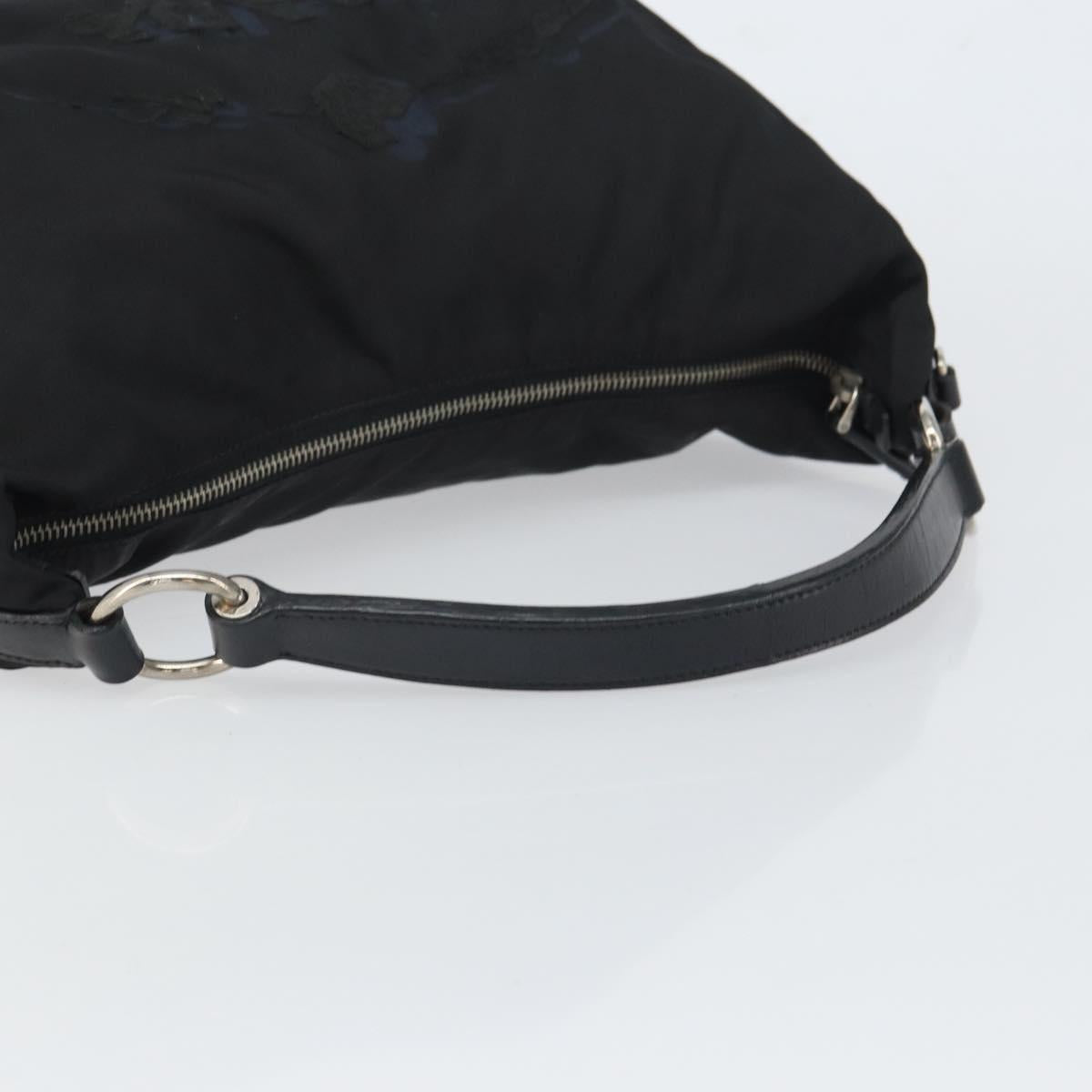 PRADA Shoulder Bag Nylon Black Silver Auth yk19971
