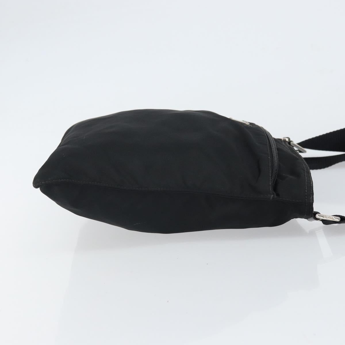 PRADA Shoulder Bag Nylon Black Silver Auth yk19974