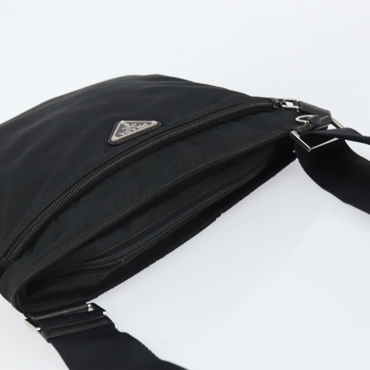 PRADA Shoulder Bag Nylon Black Silver Auth yk19974