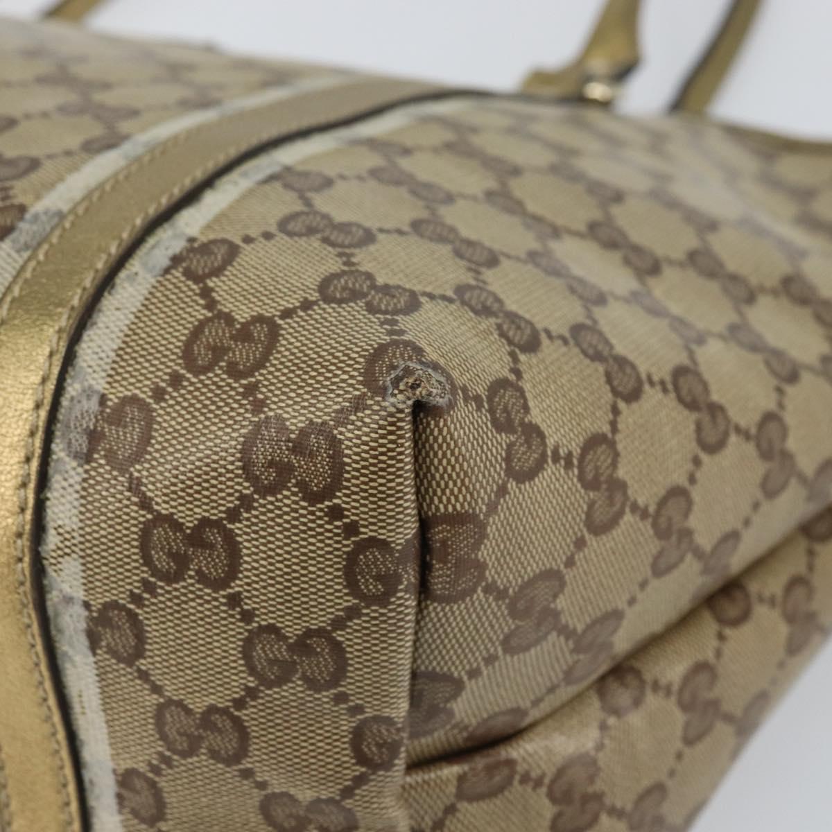 GUCCI GG Crystal Tote Bag Coated Canvas Beige Gold 197953 Auth yk19987