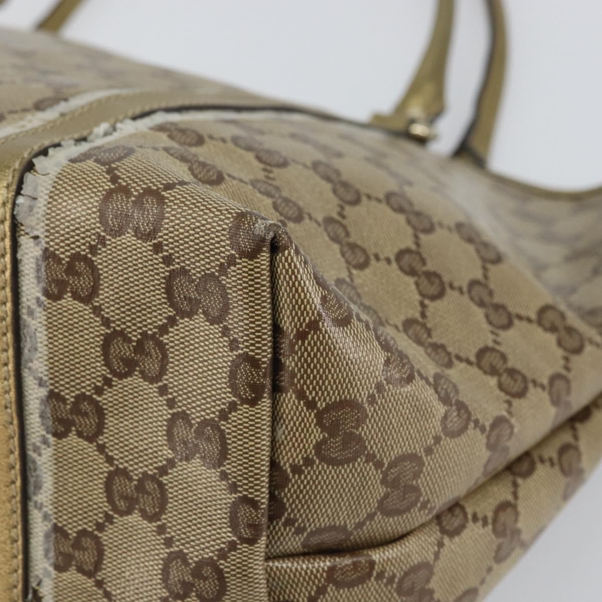 GUCCI GG Crystal Tote Bag Coated Canvas Beige Gold 197953 Auth yk19987