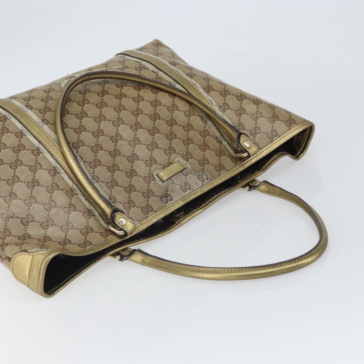 GUCCI GG Crystal Tote Bag Coated Canvas Beige Gold 197953 Auth yk19987