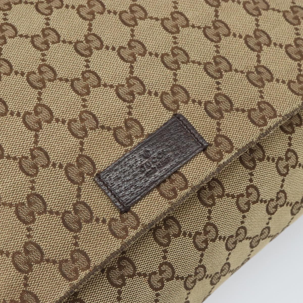 GUCCI GG Canvas Shoulder Bag Beige Silver 146236 Auth yk19988