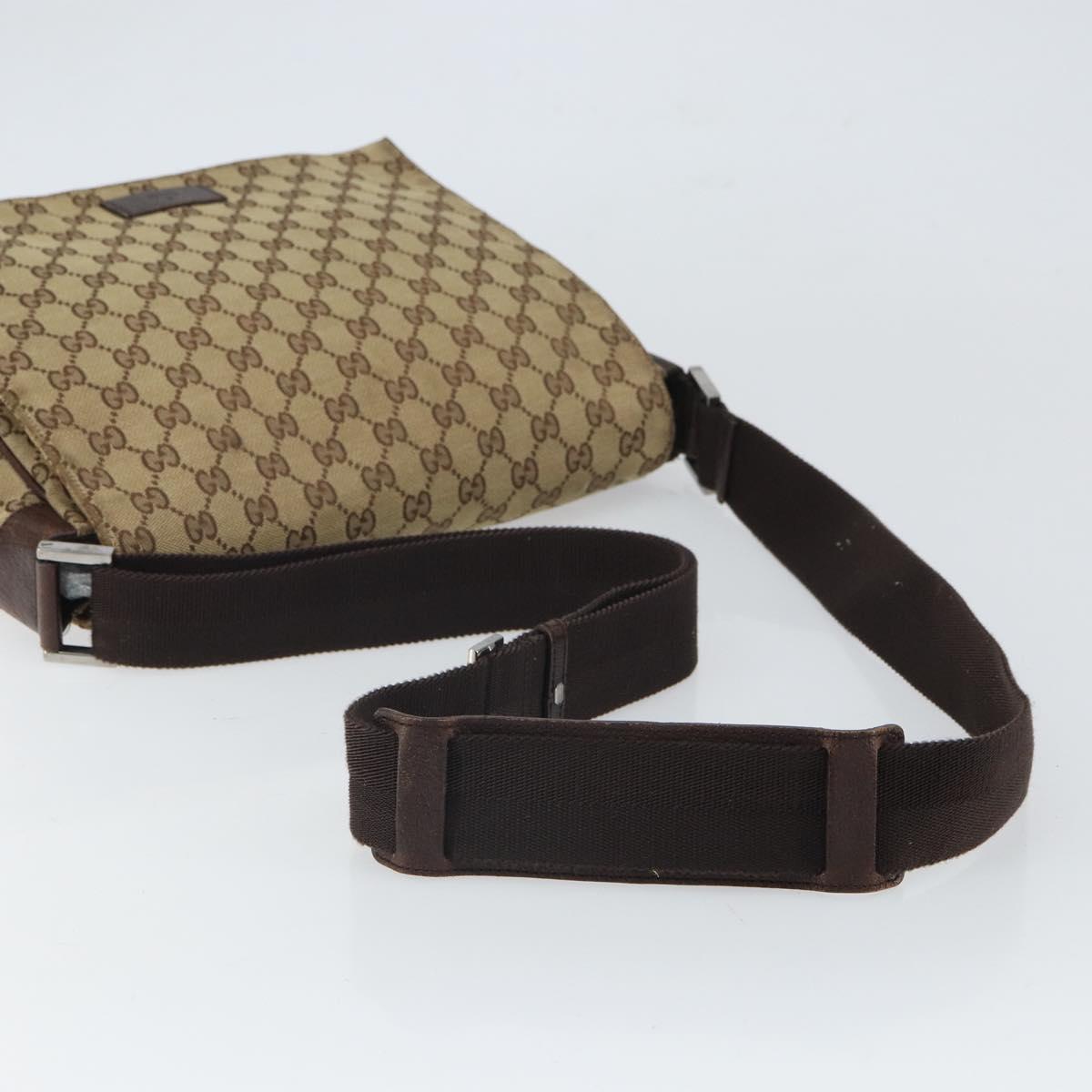 GUCCI GG Canvas Shoulder Bag Beige Silver 146236 Auth yk19988