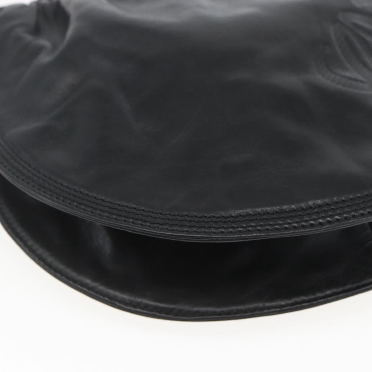 LOEWE Anagram Shoulder Bag Leather Black Gold Auth yk19995