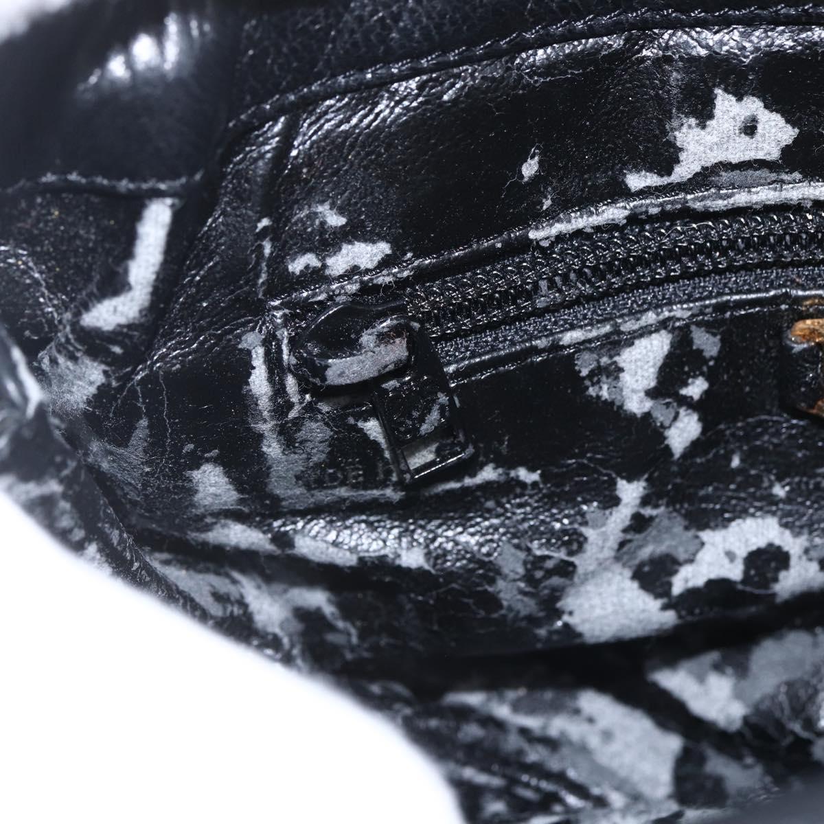 LOEWE Anagram Shoulder Bag Leather Black Gold Auth yk19995