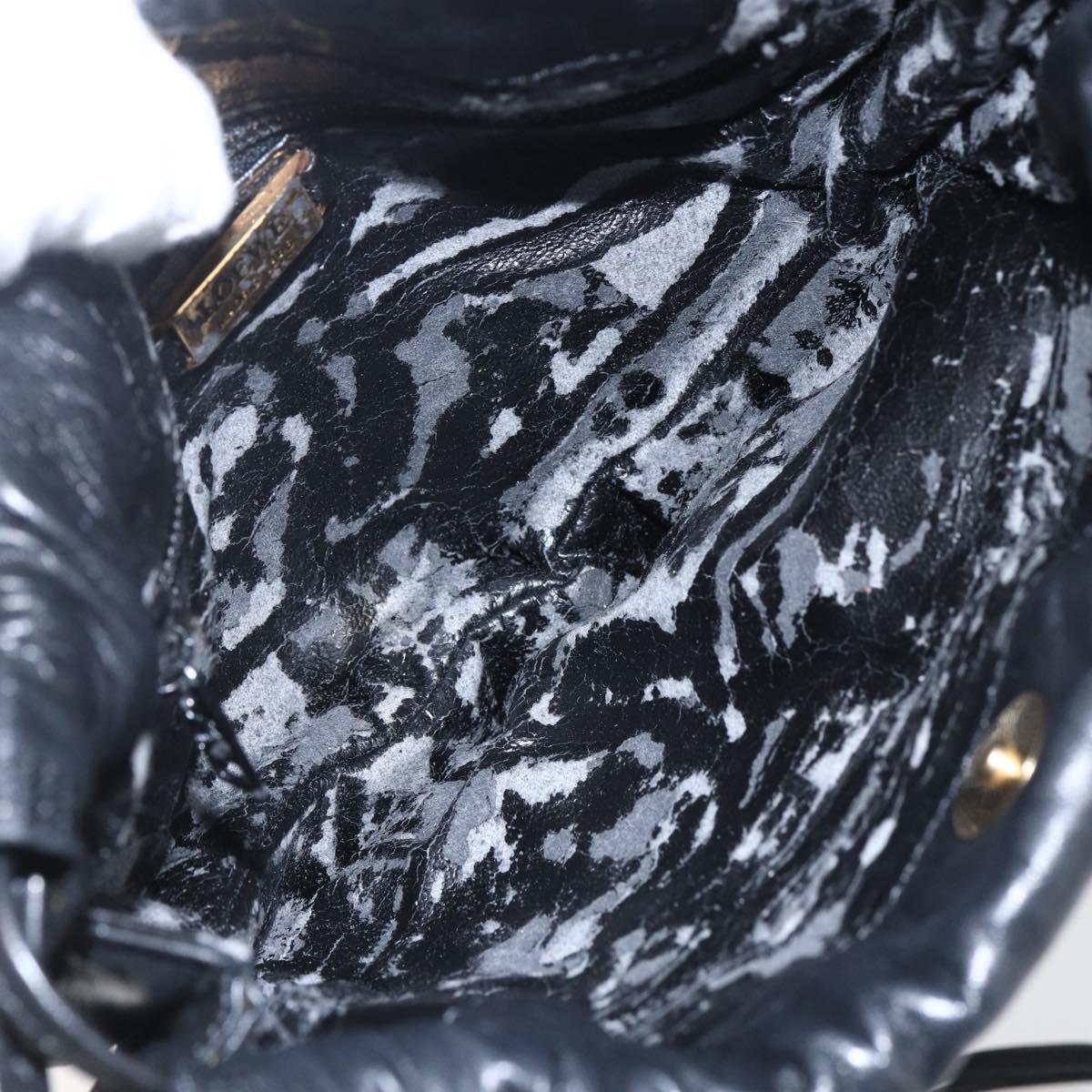 LOEWE Anagram Shoulder Bag Leather Black Gold Auth yk19995