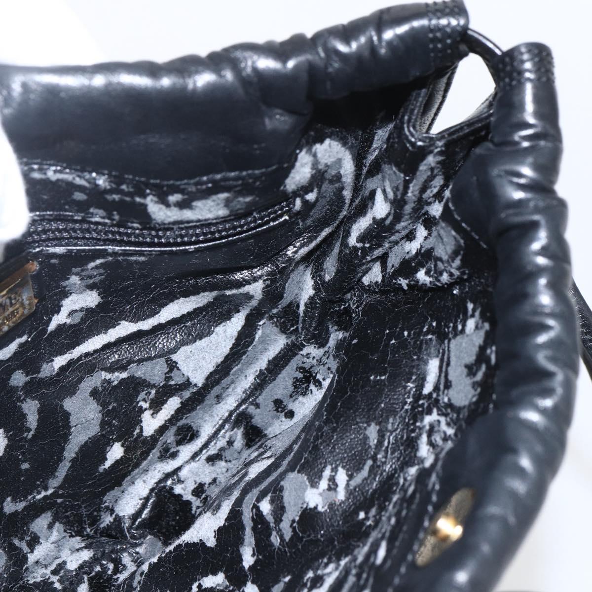 LOEWE Anagram Shoulder Bag Leather Black Gold Auth yk19995