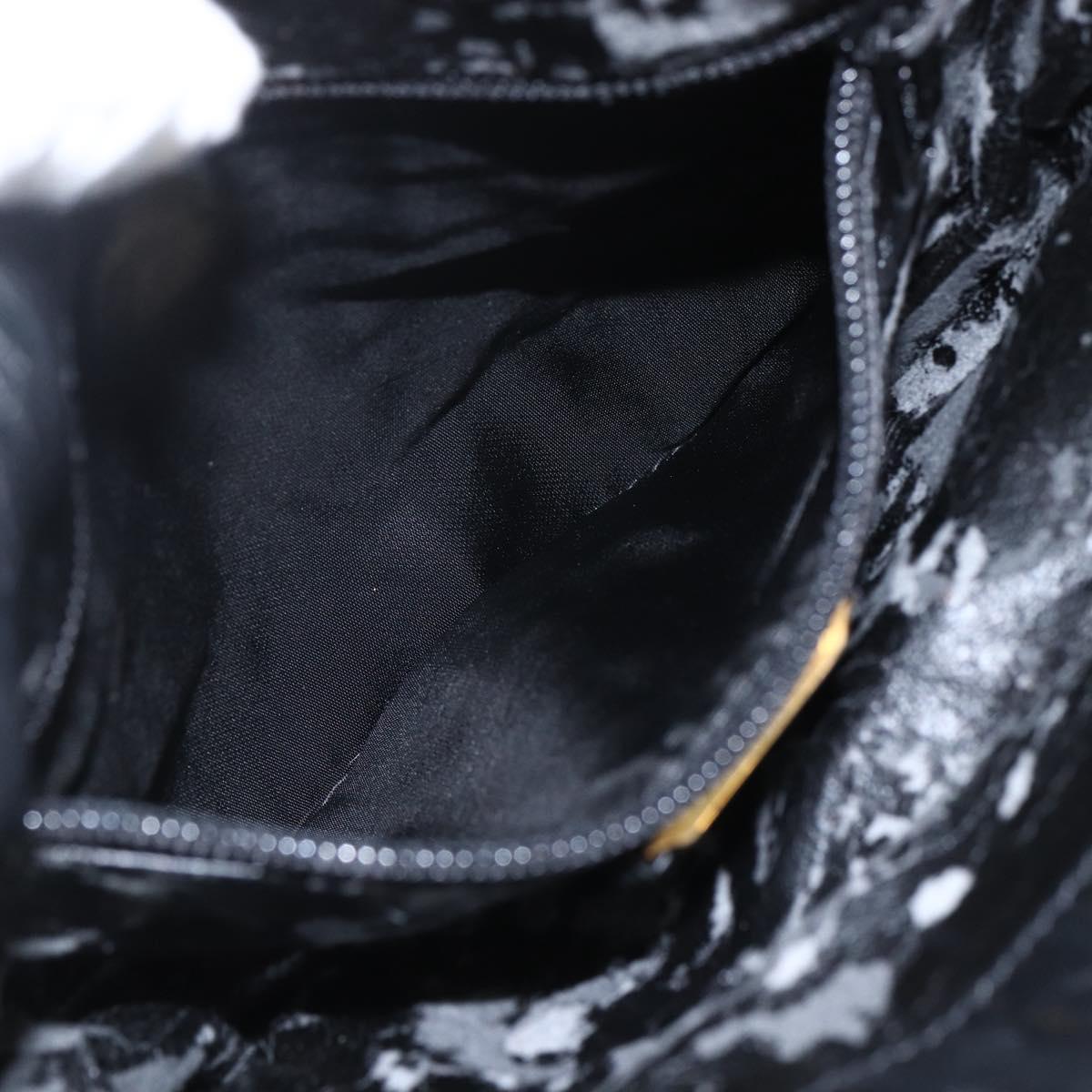 LOEWE Anagram Shoulder Bag Leather Black Gold Auth yk19995