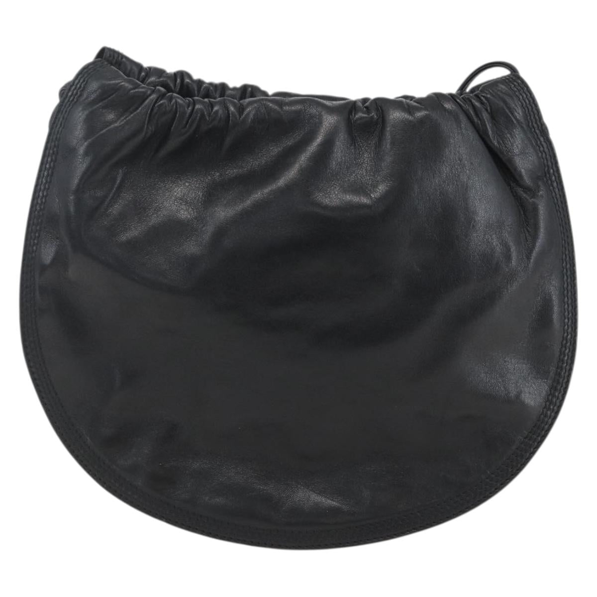 LOEWE Anagram Shoulder Bag Leather Black Gold Auth yk19995