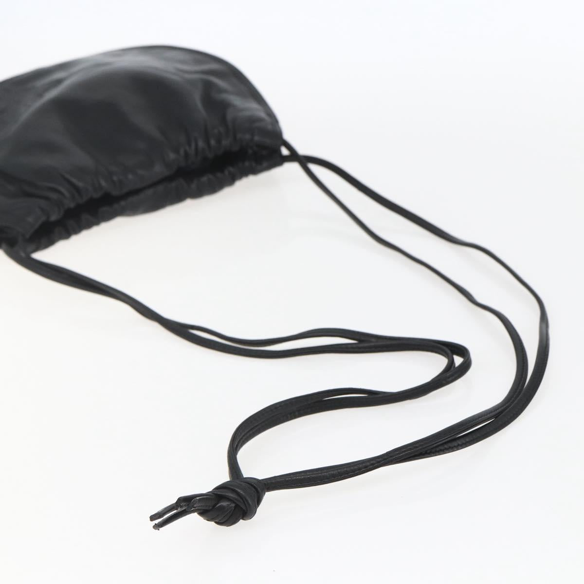 LOEWE Anagram Shoulder Bag Leather Black Gold Auth yk19995