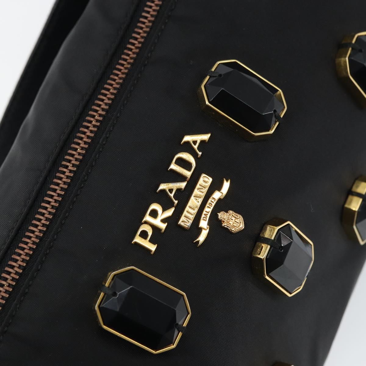 PRADA Bijoux Shoulder Bag Nylon Black Gold Auth yk19999V