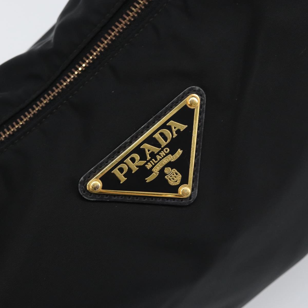 PRADA Shoulder Bag Nylon Black Gold Auth yk20004V