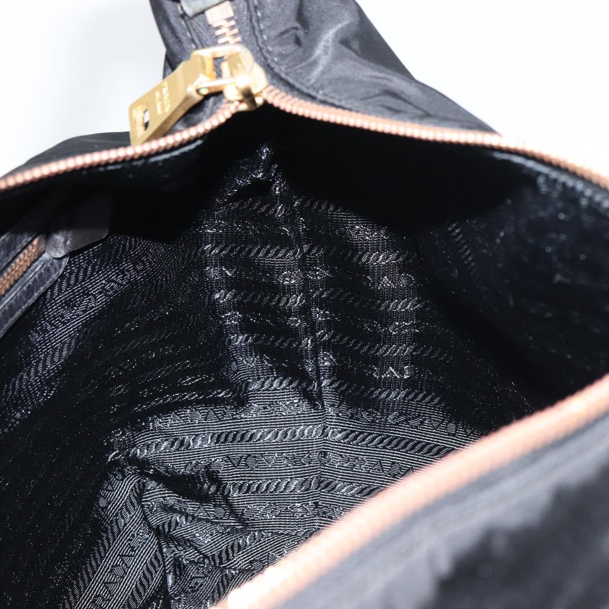 PRADA Shoulder Bag Nylon Black Gold Auth yk20004V