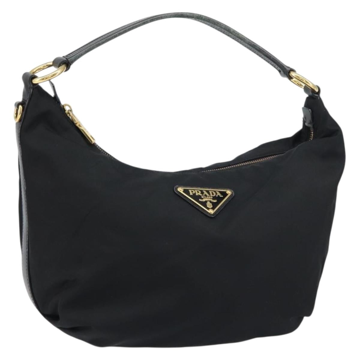PRADA Shoulder Bag Nylon Black Gold Auth yk20004V
