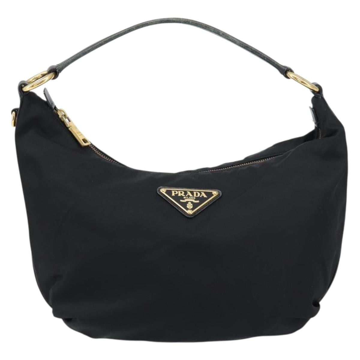 PRADA Shoulder Bag Nylon Black Gold Auth yk20004V