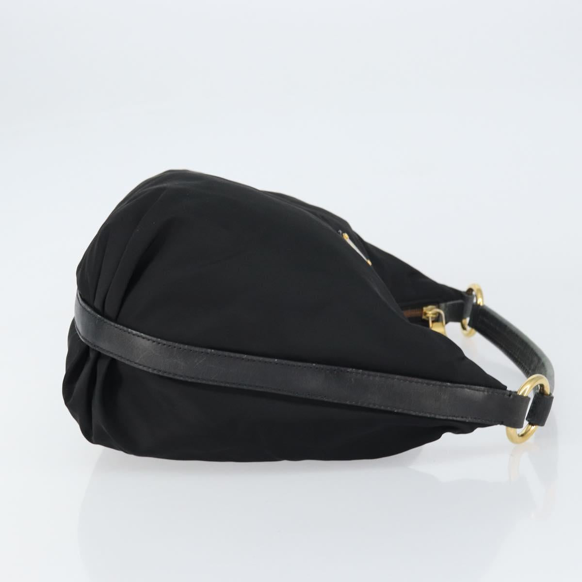 PRADA Shoulder Bag Nylon Black Gold Auth yk20004V