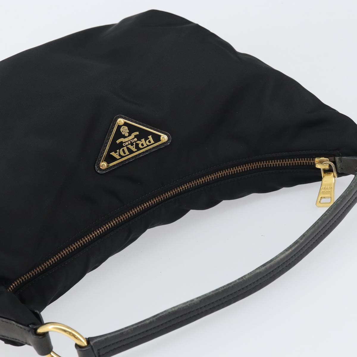 PRADA Shoulder Bag Nylon Black Gold Auth yk20004V