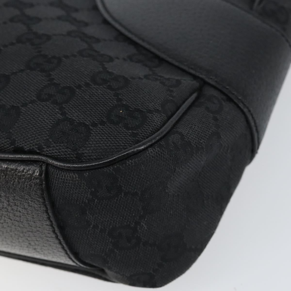 GUCCI GG Canvas Shoulder Bag Black Silver 113012 Auth yk20005V