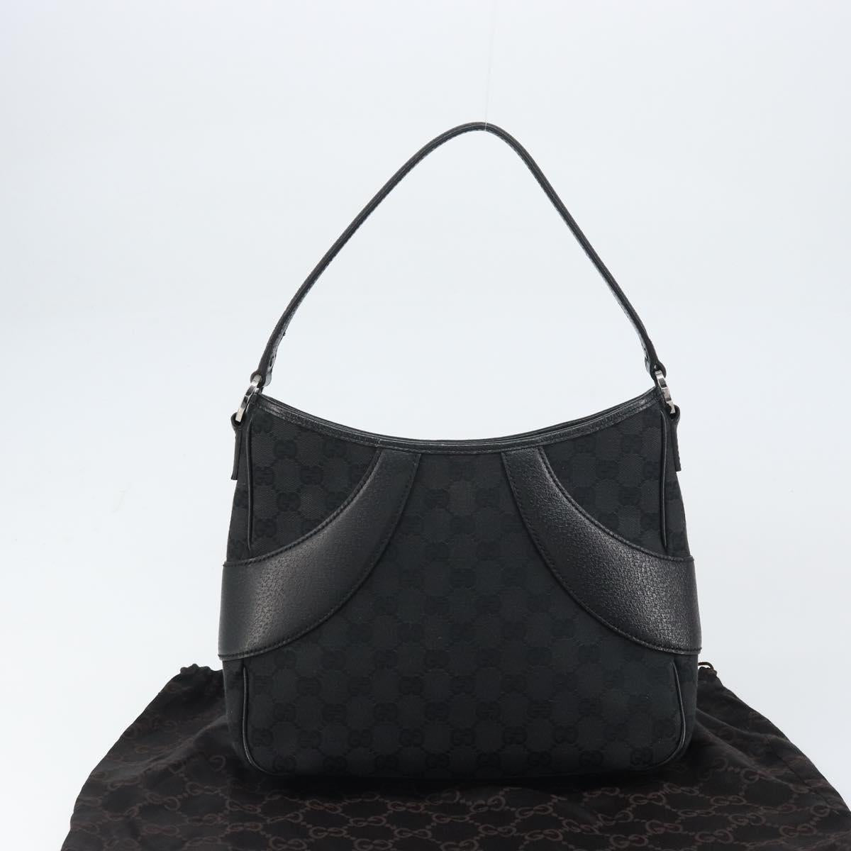 GUCCI GG Canvas Shoulder Bag Black Silver 113012 Auth yk20005V