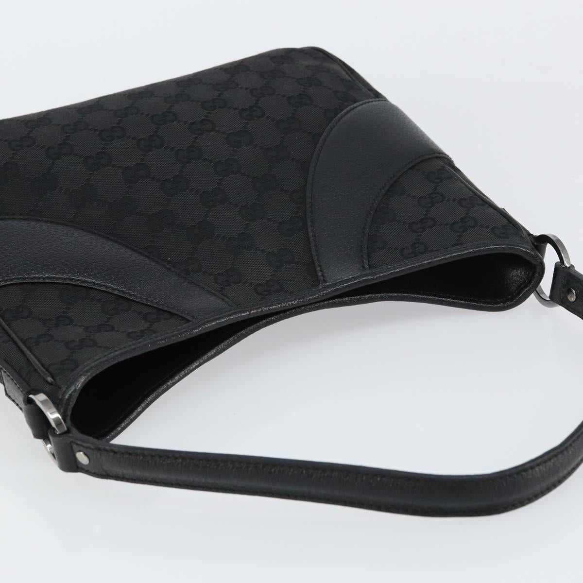 GUCCI GG Canvas Shoulder Bag Black Silver 113012 Auth yk20005V