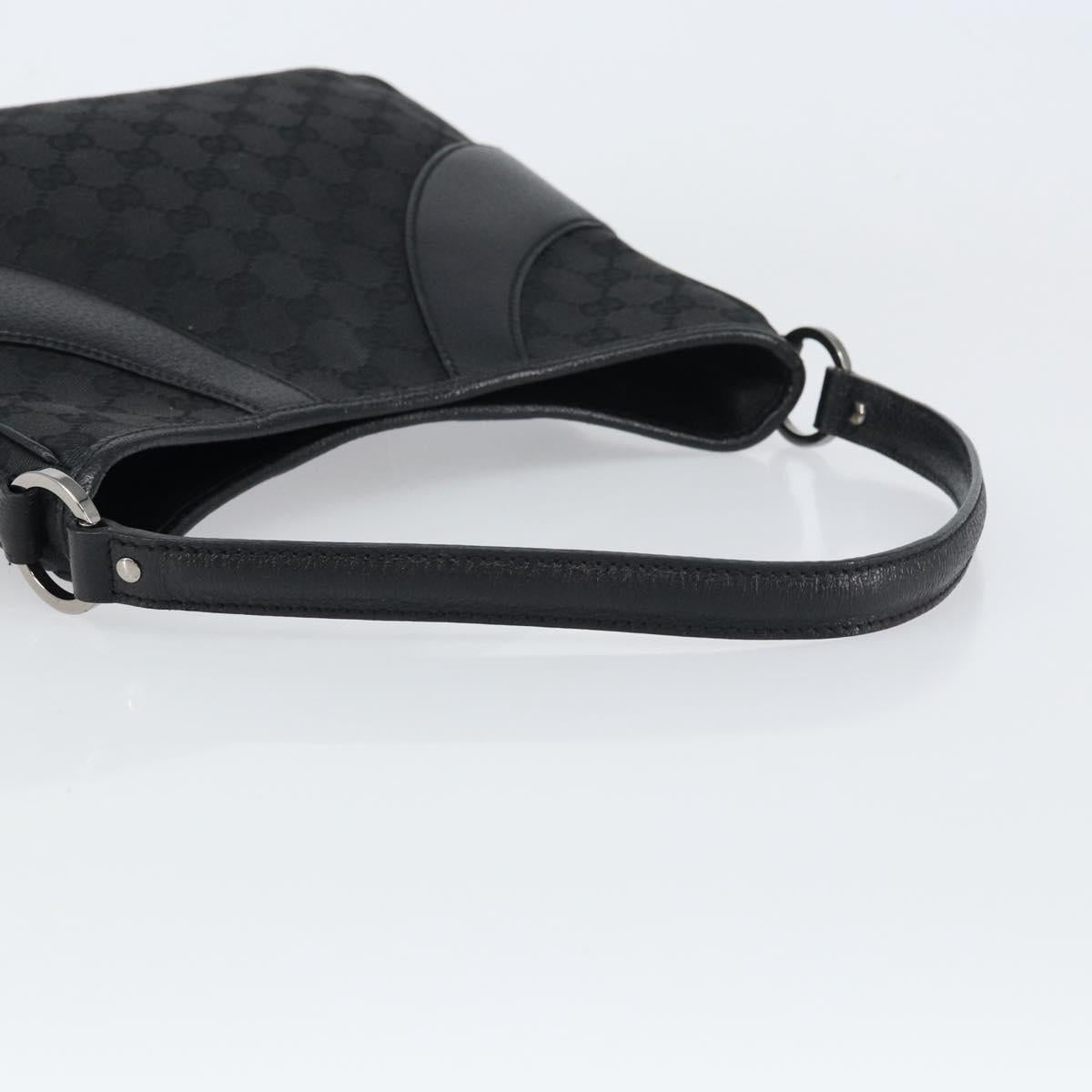 GUCCI GG Canvas Shoulder Bag Black Silver 113012 Auth yk20005V