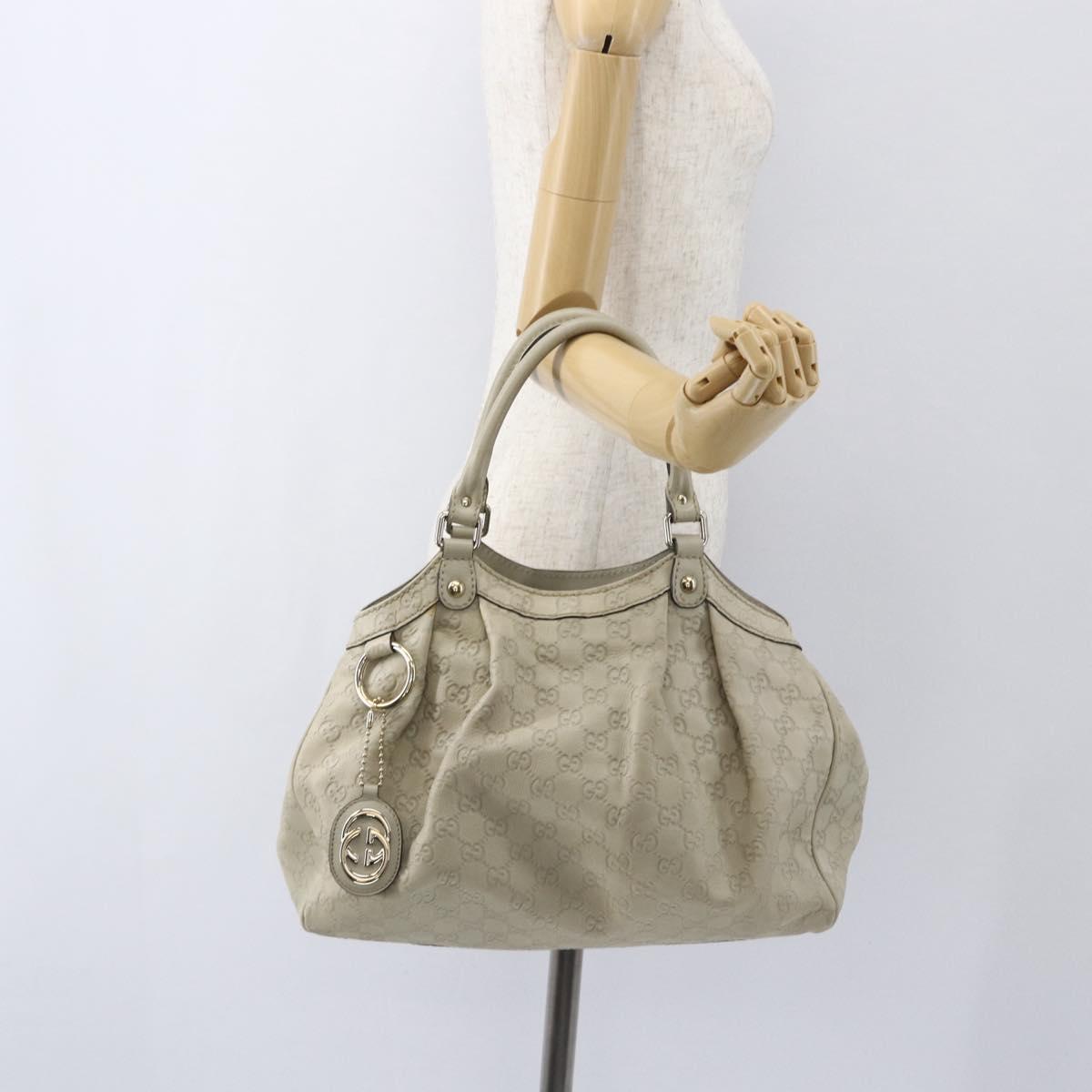GUCCI Guccissima GG Canvas Sukey Hand Bag Leather White Gold 211944 Auth yk20007